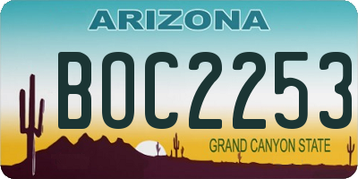 AZ license plate BOC2253