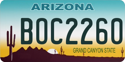 AZ license plate BOC2260