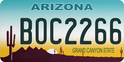 AZ license plate BOC2266