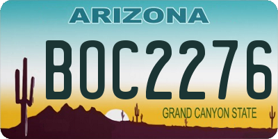 AZ license plate BOC2276