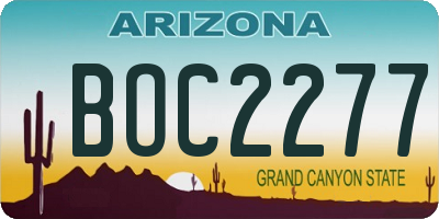 AZ license plate BOC2277