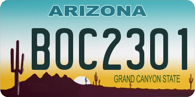 AZ license plate BOC2301