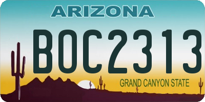 AZ license plate BOC2313