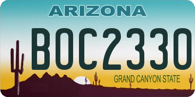 AZ license plate BOC2330