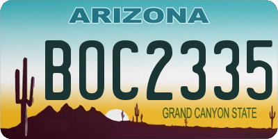 AZ license plate BOC2335