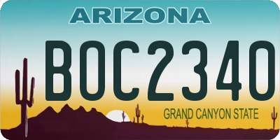 AZ license plate BOC2340