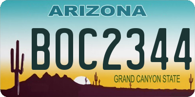 AZ license plate BOC2344