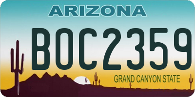 AZ license plate BOC2359