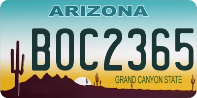AZ license plate BOC2365