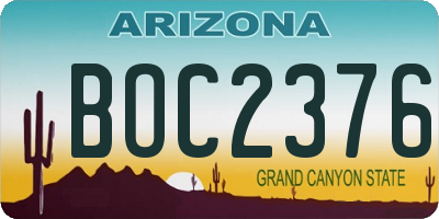 AZ license plate BOC2376
