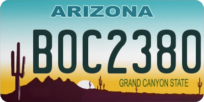 AZ license plate BOC2380