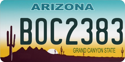 AZ license plate BOC2383