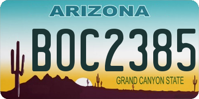 AZ license plate BOC2385
