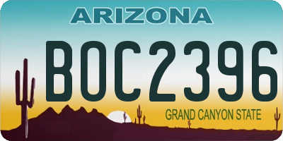 AZ license plate BOC2396