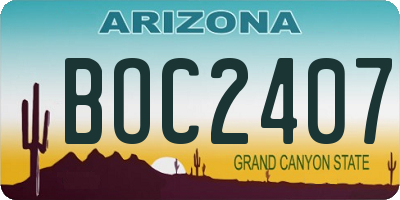 AZ license plate BOC2407