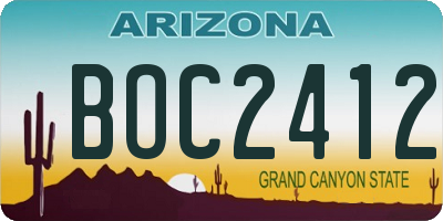 AZ license plate BOC2412