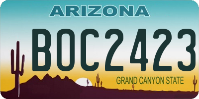 AZ license plate BOC2423