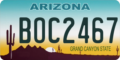 AZ license plate BOC2467