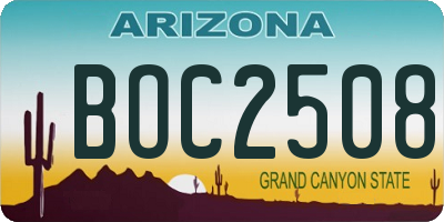 AZ license plate BOC2508
