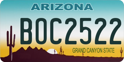 AZ license plate BOC2522