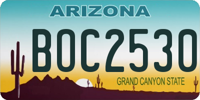 AZ license plate BOC2530
