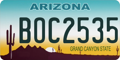 AZ license plate BOC2535