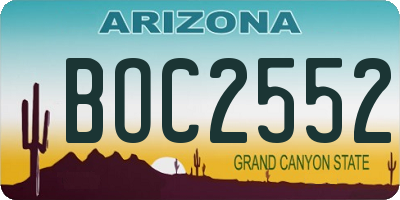 AZ license plate BOC2552