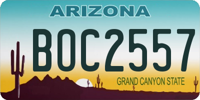 AZ license plate BOC2557