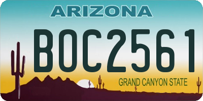 AZ license plate BOC2561