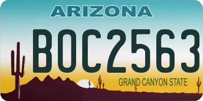AZ license plate BOC2563