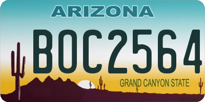 AZ license plate BOC2564