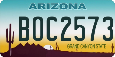 AZ license plate BOC2573