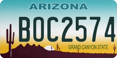 AZ license plate BOC2574