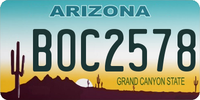 AZ license plate BOC2578
