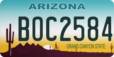 AZ license plate BOC2584