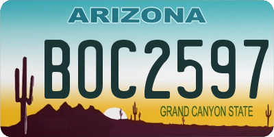 AZ license plate BOC2597