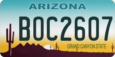 AZ license plate BOC2607