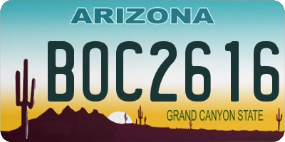 AZ license plate BOC2616