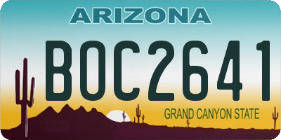 AZ license plate BOC2641