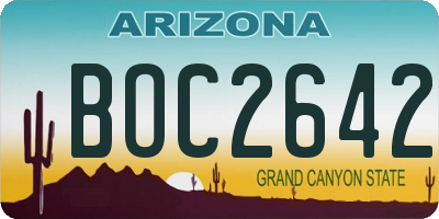 AZ license plate BOC2642