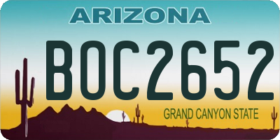 AZ license plate BOC2652