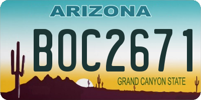 AZ license plate BOC2671