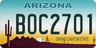 AZ license plate BOC2701