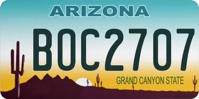 AZ license plate BOC2707