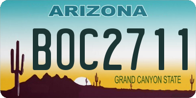 AZ license plate BOC2711