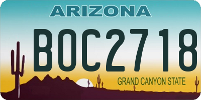 AZ license plate BOC2718