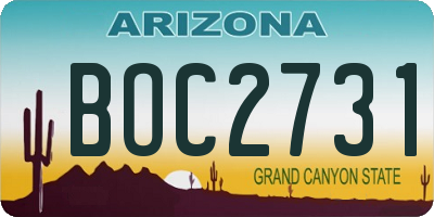 AZ license plate BOC2731