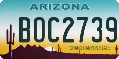 AZ license plate BOC2739