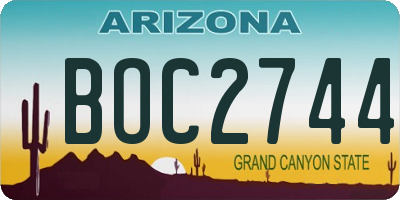 AZ license plate BOC2744