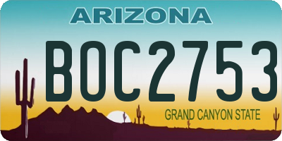 AZ license plate BOC2753